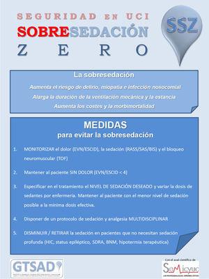 Poster divulgativo «Sobresedación Zero» con el paquete de medidas para evitar la sobresedación.