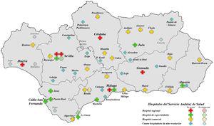 Hospitales del Servicio Andaluz de Salud. Fuente: http://www.juntadeandalucia.es/servicioandaluzdesalud/centros.