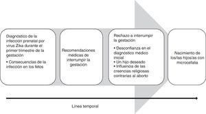 Modelo conceptual sobre el proceso temporal atravesado por las mujeres infectadas por Zika durante la gestación.