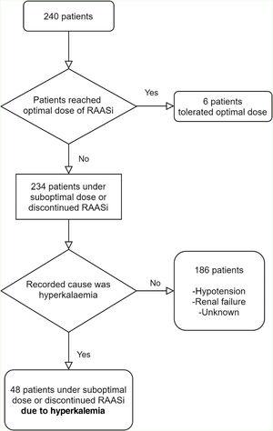 Flowchart of patient selection Legend: RAASi: renin-angiotensin-aldosterone system inhibitors.