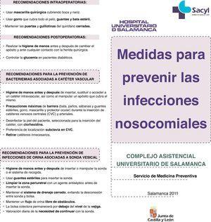 Díptico sobre las medidas para prevenir las infecciones relacionadas con la asistencia sanitaria (anverso).