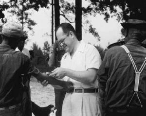 Conducting a physical examination during the Tuskegee study. Source: National Archives and Records Administration, United States.