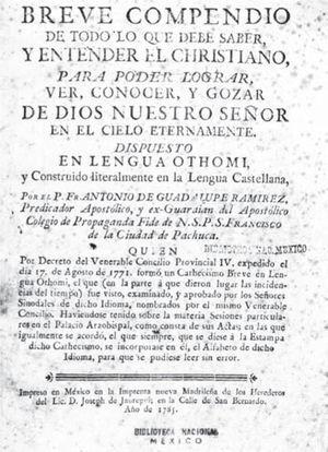 Portada del Breve compendio de Ramírez (México, Herederos de José de Jáuregui, 1785). Acervo: Biblioteca Nacional de México.