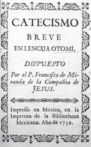 Portada del Catecismo del padre Miranda (México, Biblioteca Mexicana, 1759). Acervo: Biblioteca Cervantina, tec