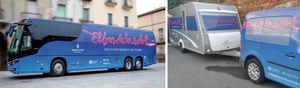 Exterior design of the mobile unit (bus and caravan).