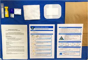 Material for surgical wound care, treatment, informed consent, and information sheet that were given to patients after explaining how to use it.