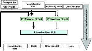 Patient flow of the Intensive Care Unit.