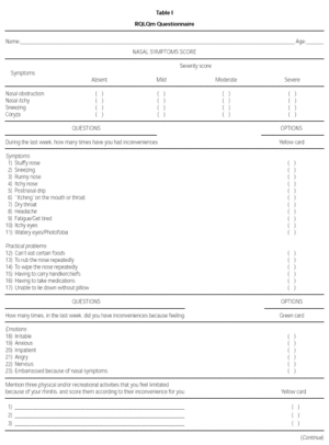 Evaluation of quality of life in children and teenagers with allergic ...