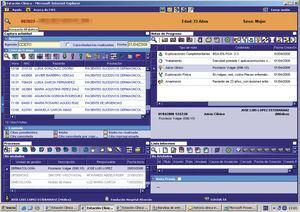 Ejemplo de pantalla de la historia clínica electrónica centralizada en la Fundación Hospital Alcorcón.