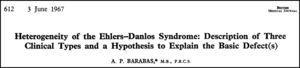 Título de la primera publicación de Andras P. Barabas (1967). En una posterior publicación (1972) propone el epónimo de síndrome de Sack o Ehlers-Danlos «arterial type».