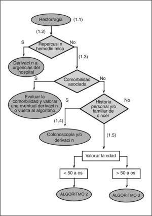 Algoritmo del proceso diagnóstico del paciente con rectorragia.