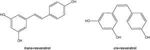 Estructura química del trans-resveratrol el cis-resveratrol.