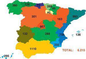 Plazas de pediatría de atención primaria en España, totales y por comunidades autónomas (Ministerio de Sanidad, Política Social e Igualdad. Instituto de Información Sanitaria SIAP. 2008).
