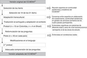 Proceso de adaptación de la escala del cuestionario CCAENA© a Colombia y Brasil.