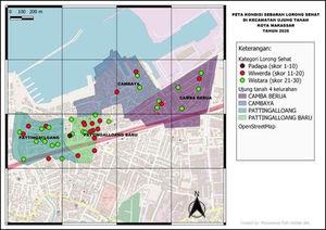 Map of healthy alleys distribution condition in Ujung Tanah Sub-District.