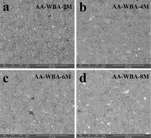 SEM micrographs of AA-WBA samples.