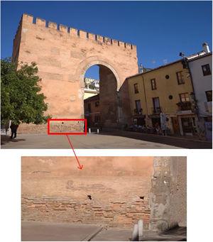 Puerta Elvira, Granada (Spain). Detail of the bricks.