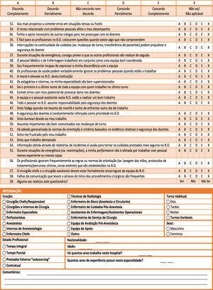 Safety Climate In The Operating Room Translation Validation And Application Of The Safety Attitudes Questionnaire Revista Portuguesa De Saude Publica