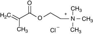 Chemical structure of [2-(methacryloyloxy)ethyl]trimethylammonium chloride.