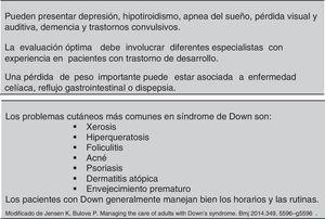 Aspectos generales a considerar en el cuidado del adulto con síndrome de Down.