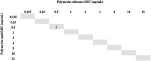 Determination of the polymyxin B MIC – Pseudomonas aeruginosa.