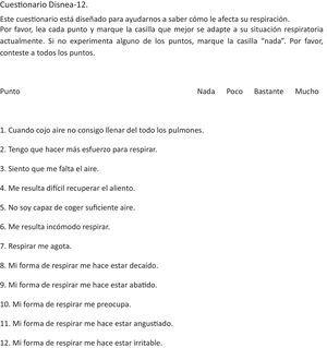 Spanish translation of the Dyspnea-12 questionnaire.