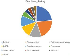 Pulmonary history of patients with PAL. COPD: chronic obstructive pulmonary disease; PAL: persistent air leak.