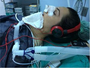 The application of music therapy under general anesthesia.