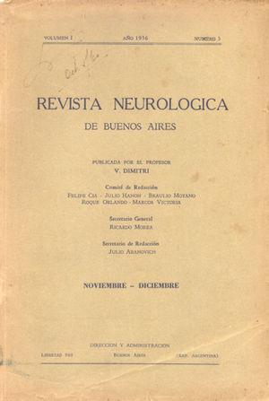 Portada de la Revista Neurológica de Buenos Aires (DimitriV, 1936).