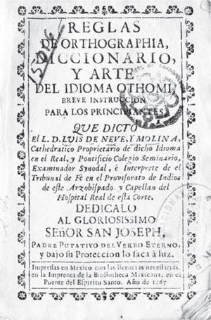 Portada de la Ortografía de Neve y Molina (México, Biblioteca Mexicana, 1767). Acervo: Biblioteca del inah