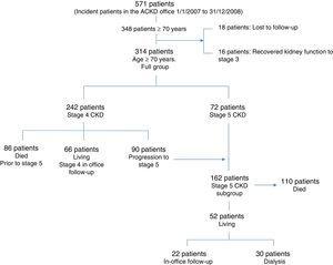 Flow chart and progression of patients from their inclusion in the study.
