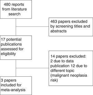 Flow Chart showing the selection process of the studies in the meta-analysis.