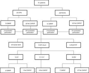 Flow chart of patients based on the presence of right ventricular-dependent coronary circulation.