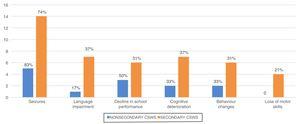 Percent distribution of clinical manifestations during CSWS based on the total number of patients in each group.