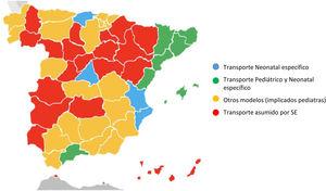 Paediatric and neonatal transport models in Spain. EMS, emergency medical services.