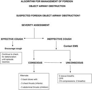 Paediatric foreign body airway obstruction algorithm.