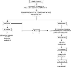 Possible treatment algorithm for chronic pouchitis.