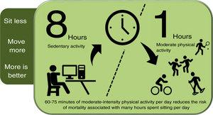 Physical activity to reduce the risk of mortality due to sedentary lifestyle. Compiled by the authors, based on reference.101