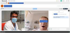 Imagen de videoconsulta de seguimiento a un paciente ingresado en sala COVID-19 del hospital de referencia. Fuente: 2 elaboracion propia