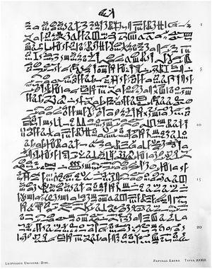 Papiro Ebers (1550 a.C.). Fonte: The Ebers papyrus – Wikimedia Commons.13